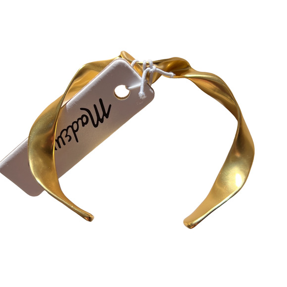 NWT Madewell Gold Twisted Ribbon Cuff Bracelet - Picture 2 of 6